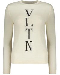 Valentino Garavani - Logo-Embroidered Crew Neck Sweater - Lyst