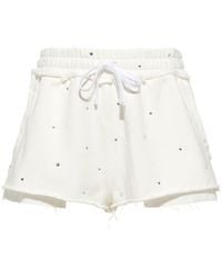 Miu Miu - Gem-embellished Drawstring Shorts - Lyst
