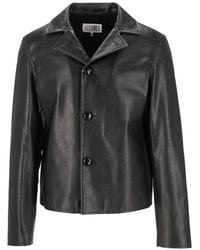 MM6 by Maison Margiela - Button-Up Notched-Lapel Biker Jacket - Lyst
