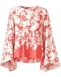 Agnona - Floral-Print Silk Blouse - Lyst