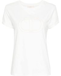 Twin Set - Embroidered-logo Cotton T-shirt - Lyst