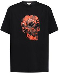 Alexander McQueen - Wax Flower Skull Cotton T-shirt - Lyst