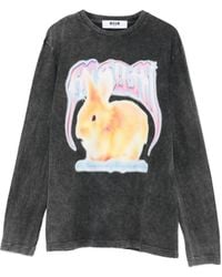 MSGM - Langarmshirt Mit Hasen-Print - Lyst