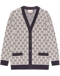 Gucci - Cardigan In Cotone GG Jacquard - Lyst