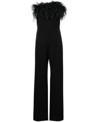 16Arlington - Taree Feather-trim Jumpsuit - Women's - Polyester/ostrich Feather - Lyst