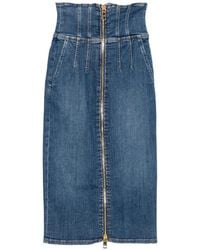 Elisabetta Franchi - Zip-Fastening High-Waisted Midi Skirt - Lyst