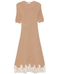 Alberta Ferretti - Lace-Trim Knitted Dress - Lyst