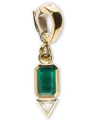 Azlee - 18kt Yellow Gold Emerald And Diamond Pendant Charm - Lyst