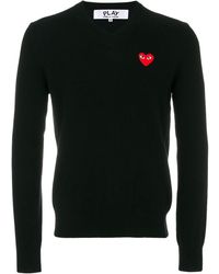 COMME DES GARÇONS PLAY - Red Heart V Neck Sweater - Lyst