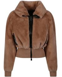 Pinko - Croc-Effect Trim Faux-Fur Jacket - Lyst