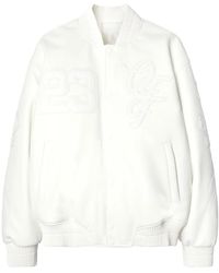 Off-White c/o Virgil Abloh - Natlover Oversized Logo-appliquéd Full-grain Leather Varsity Jacket - Lyst