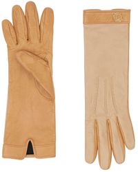 Burberry Silk-lined Two-tone Lambskin Gloves - Natural