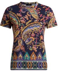 Etro - T-Shirt Met Bloemenprint En Paisley-Print - Lyst