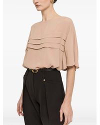 Nissa - Pleat-Detail Chiffon Top - Lyst