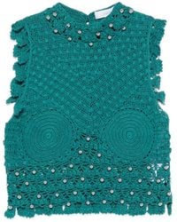 Rabanne - Crochet-Knit Sphere-Embellished Top - Lyst