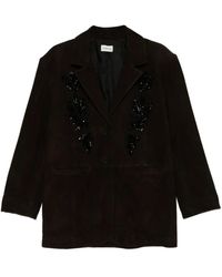 P.A.R.O.S.H. - Manteau En Daim À Ornements De Perles - Lyst