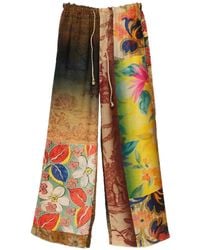 120% Lino - Printed Palazzo Pants - Lyst