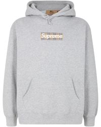 Supreme - X Burberry Box Logo Drawstring Hoodie - Lyst