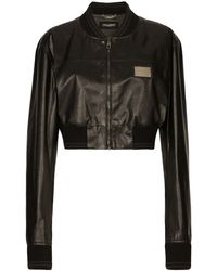 Dolce & Gabbana - Leather Cropped Jacket - Lyst