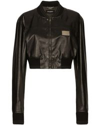 Dolce & Gabbana - Short nappa leather bomber jacket with Dolce&Gabbana tag - Lyst