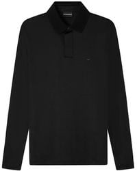 Emporio Armani - Long Sleeve Logo Polo Shirt - Lyst