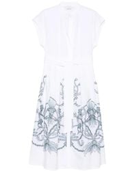 Eleventy - Floral Belted Midi Dress - Lyst