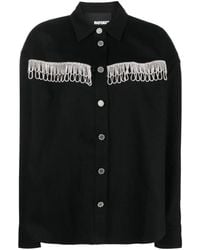 ROTATE BIRGER CHRISTENSEN - Oversized Shirt With Rhinestone Fringes And Logo Detail - Lyst