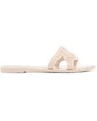 KARL LAGERFELD - Logo-Cutout Striped Slides - Lyst