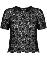 Nili Lotan - Elionne Crochet-Knit Blouse - Lyst