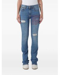 Victory Gate - Distressed Slogan-Print Jeans - Lyst