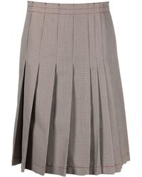 Marni - Check-print Pleated Midi Skirt - Lyst