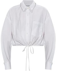 Alexander Wang - Crystal-Embellished Cropped Shirt - Lyst