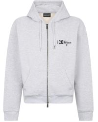 DSquared² - Iconnique Boyfriend-Fit Hoodie Met Rits - Lyst