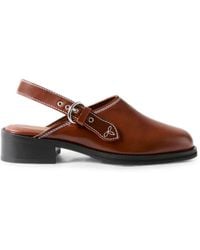Claudie Pierlot - Topstitched Smooth Leather Clogs - Lyst