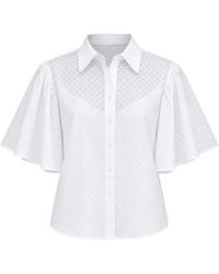 KARL LAGERFELD - Chemise En Broderie Anglaise À Manches Évasées - Lyst
