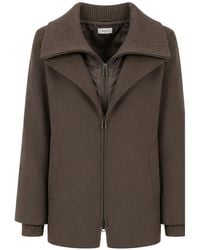 P.A.R.O.S.H. - Ribbed-Knit Collar Zip-Up Jacket - Lyst