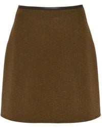 Yves Salomon - Leather-Trimmed Wool-Cashmere Blend Mini Skirt - Lyst