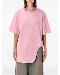 The Attico - Asymmetric-Hem Logo-Embroidered T-Shirt - Lyst