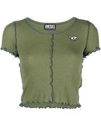 DIESEL - Exposed-Seam Cropped T-Shirt - Lyst