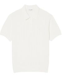 Lacoste - Ribbed-Knit Short-Sleeve Polo Shirt - Lyst