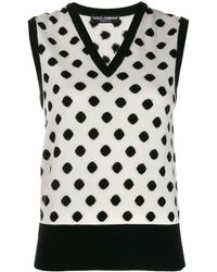 Dolce & Gabbana Gepunktete Weste mit V-Ausschnitt - Weiß