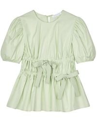 Cecilie Bahnsen - Freya Shirred Peplum Short-Sleeved Blouse - Lyst