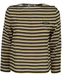 Miu Miu - Striped Logo-Patch T-Shirt - Lyst
