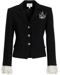 Cinq À Sept - Sorren Crystal-Embellished Lace-Trim Blazer - Lyst