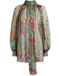 Etro - Blouse Met Hoge Hals En Paisley-Print - Lyst