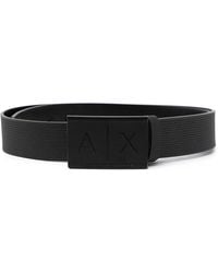 ARMANI EXCHANGE - Logo Plaque Leather Belt - Lyst