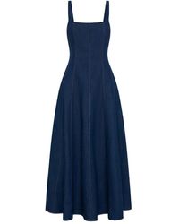 Nicholas - Square-Neck Denim Maxi Dress - Lyst