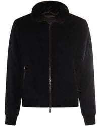 Moorer - Reißverschluss-Jacke Mit Pelzbesatz - Lyst