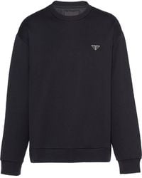 Prada - Triangle-logo Cotton Sweatshirt - Lyst