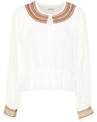 Bode - Embroidered Cotton Blouse - Lyst